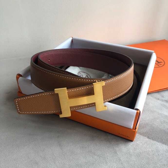 Hermes Reversible leather 32mm belt belt with four-corner buckle