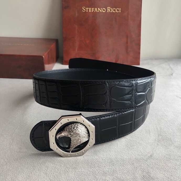 Stefano Ricci Stainless steel eagle head metal buckle 3.8cm cowhide belt