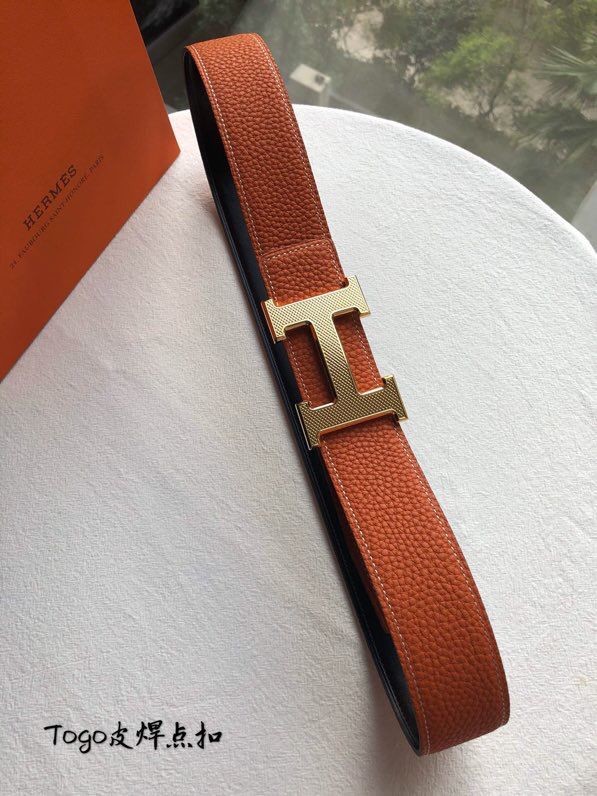 Hermes H metal buckle material togoH men s belt