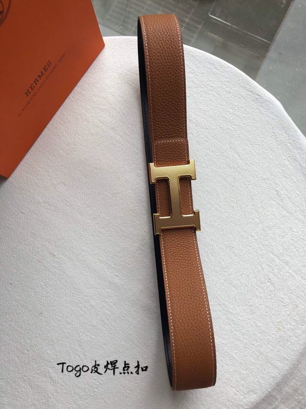 Hermes H metal buckle material togoH men s belt