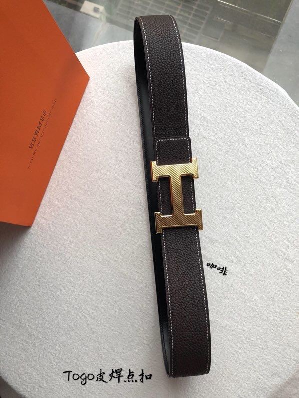 Hermes H metal buckle material togoH men s belt