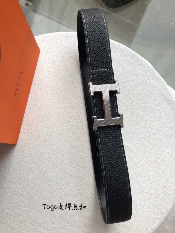 Hermes H metal buckle material togoH men s belt