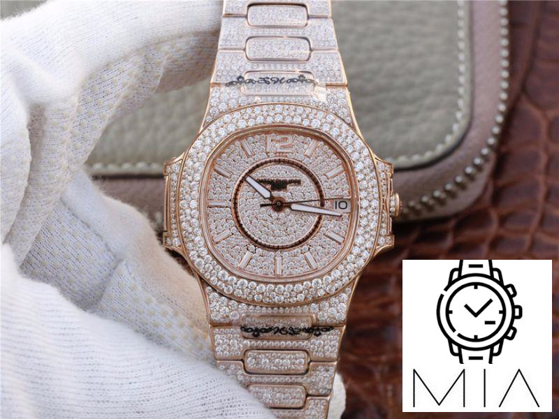 Patek Philippe Nautilus Jumbo 7021/1R-001 Full Paved Diamonds Dial
