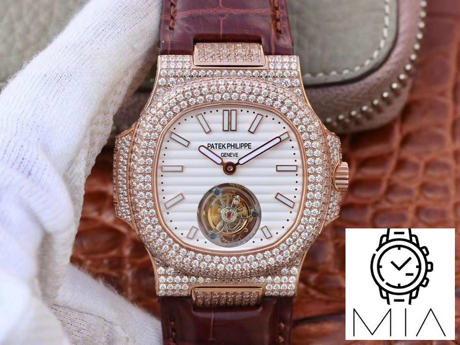 Patek Philippe Nautilus Jumbo 5711 Rose Gold Tourbillon 2018 R8 Factory White Dial