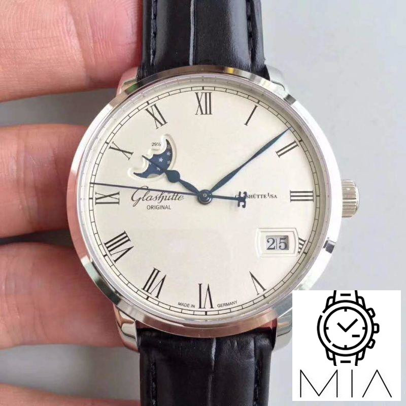 Glashutte Senator Panorama Date Moon Phase 100-04-32-12-04 GF Factory White Dial