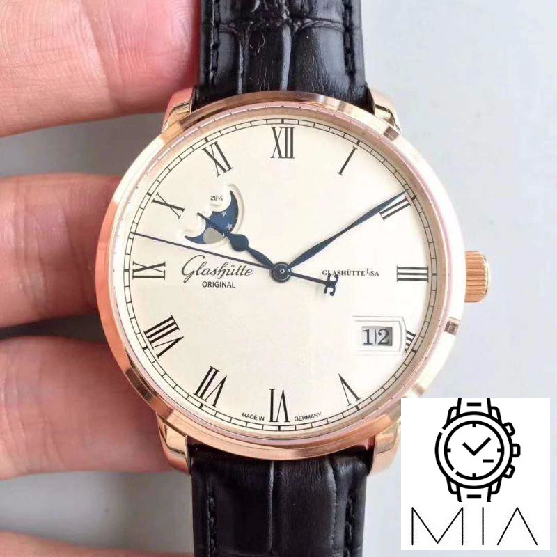 Glashutte Senator Panorama Date Moon Phase 100-04-32-15-04 GF Factory White Dial