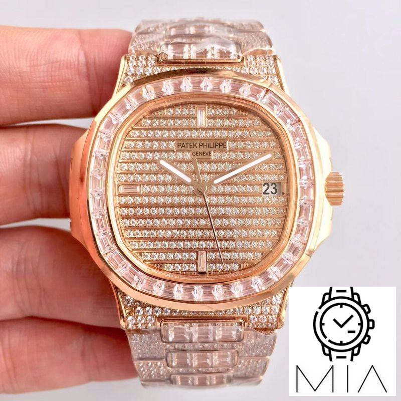 Patek Philippe Nautilus Jumbo 5719/1G-001 Rose Gold Diamonds Dial