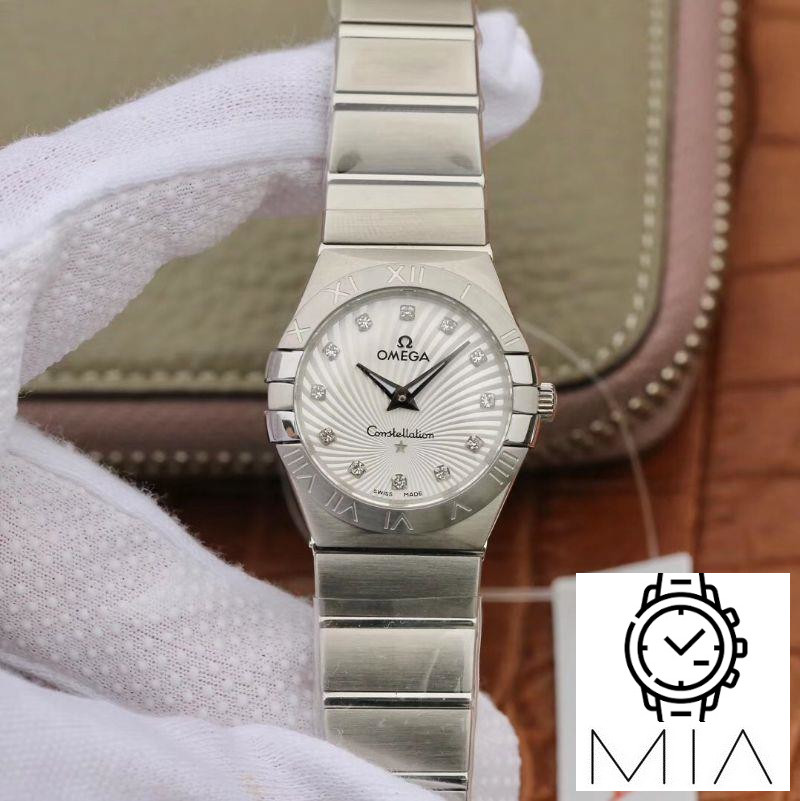 Omega Constellation Ladies 27mm 123.10.27.60.55.001 TW Factory White Textured Dial