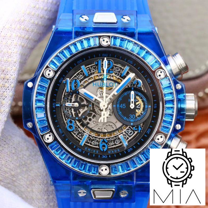 Hublot Big Bang Unico 411.JX.4802.RT Blue Strap Skeleton Dial