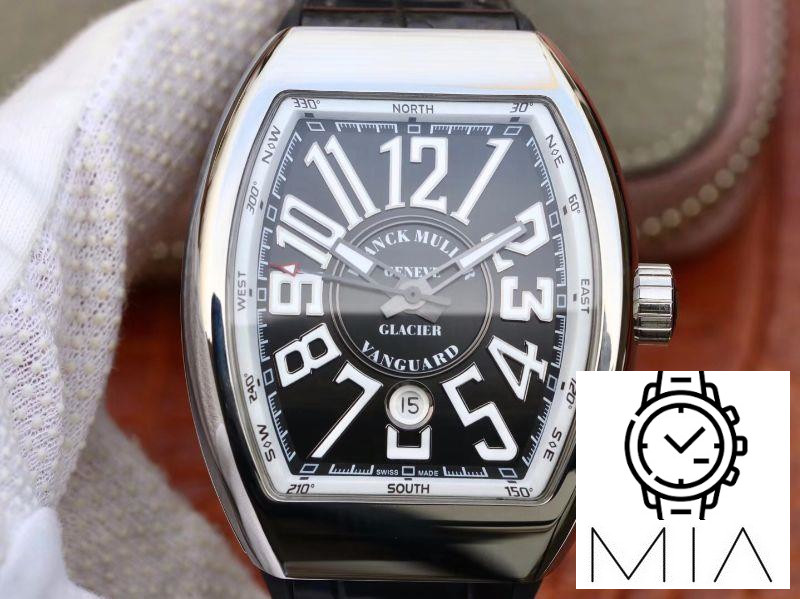 Franck Muller Vanguard V45-04 Black Leather Strap Black Dial