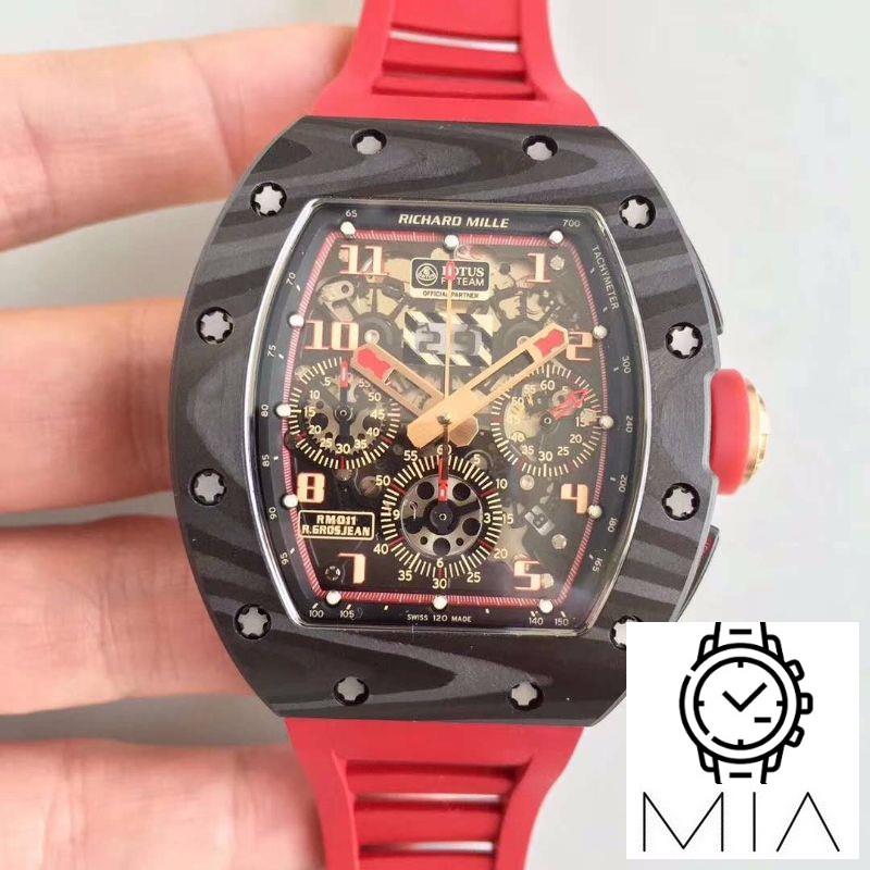 Richard Mille RM011 Lotus F1 Team Romain Grosjean KV Factory Forged Carbon Black Skeleton Dial