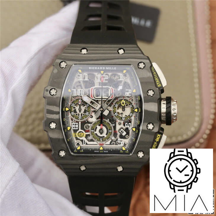 Richard Mille RM11-03 KV Factory Black Black Rubber Strap