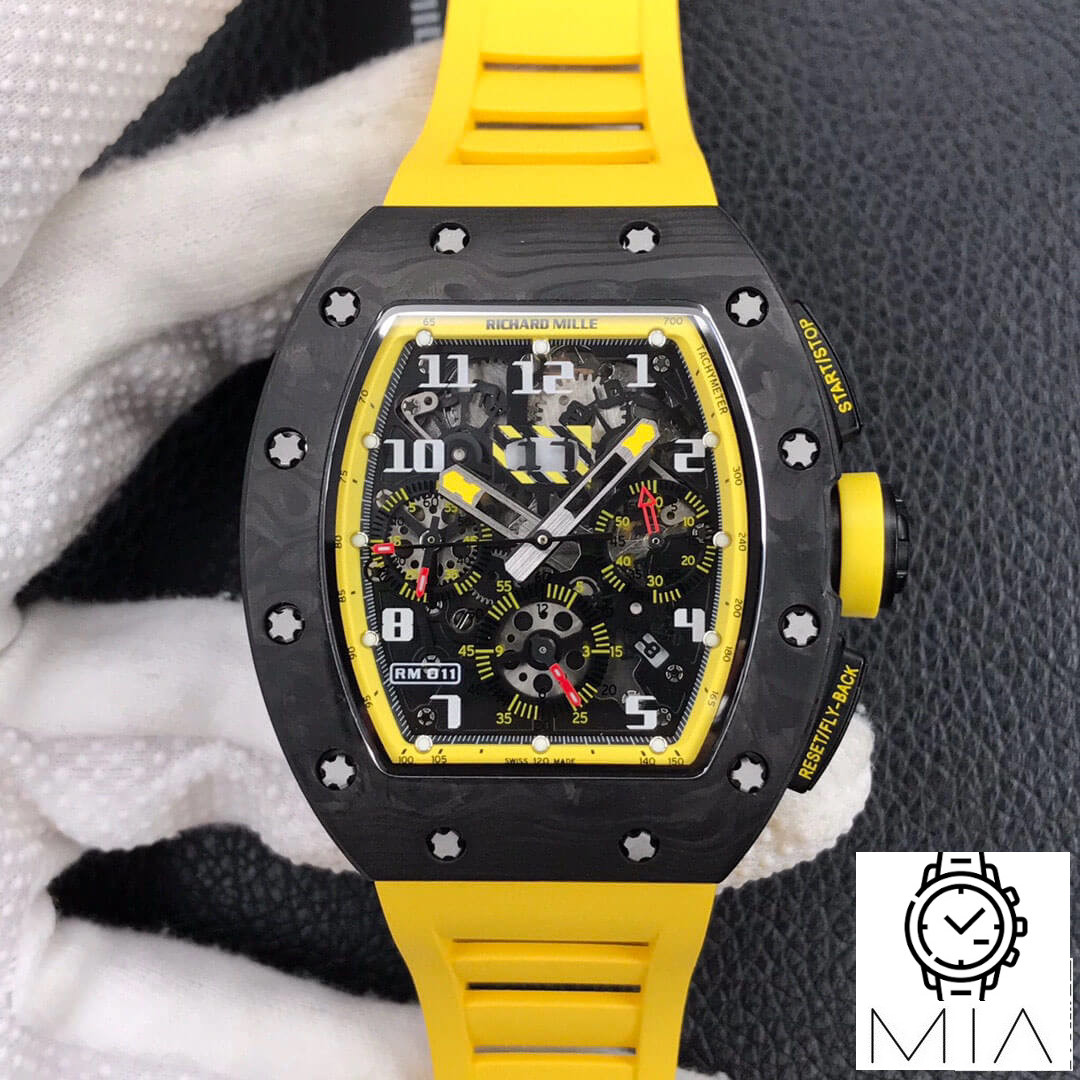 Richard Mille RM-011 KV Factory Yellow Rubber Strap