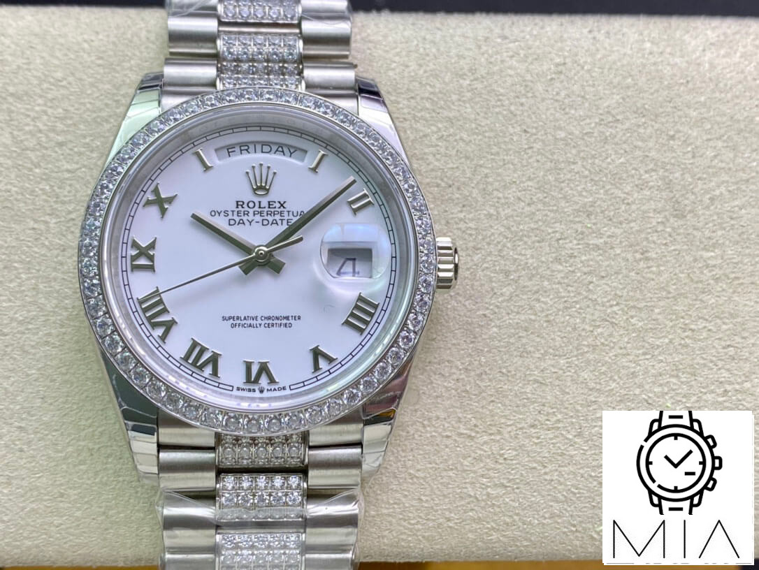 Rolex Day Date M128349RBR-0026 EW Factory Diamond-Set Bezel
