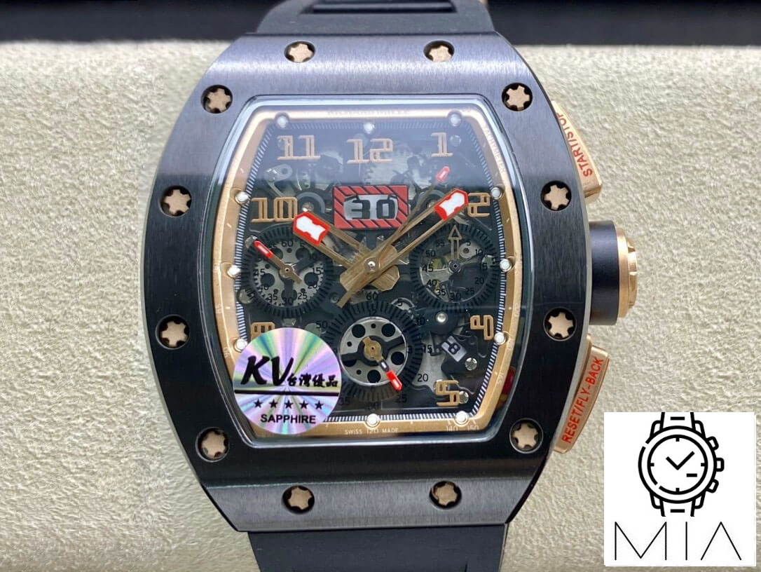 Richard Mille RM011 KV Factory Black Rubber Strap