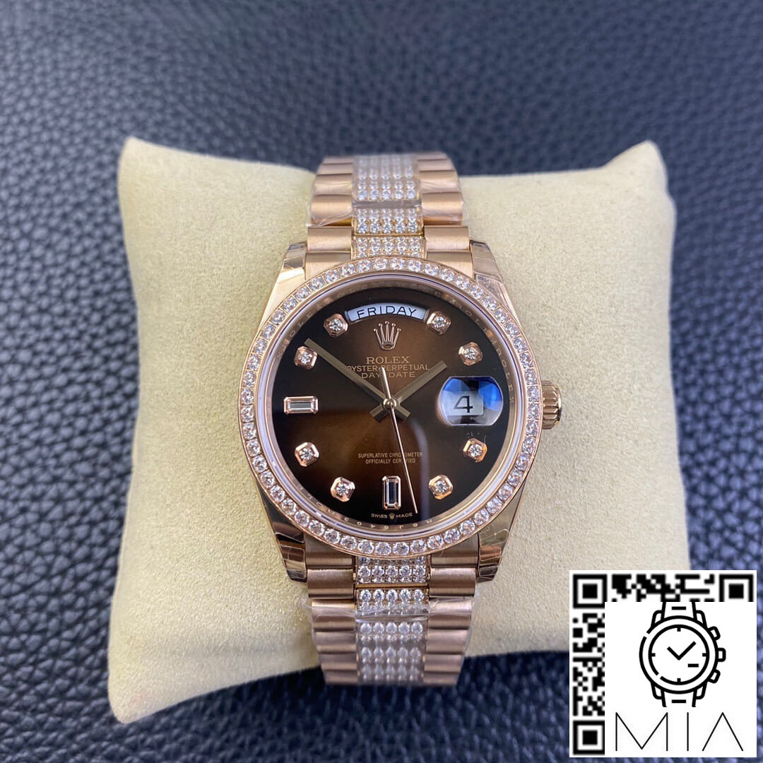 Rolex Day Date M128345rbr-0041 EW Factory Brown Diamond Bezel