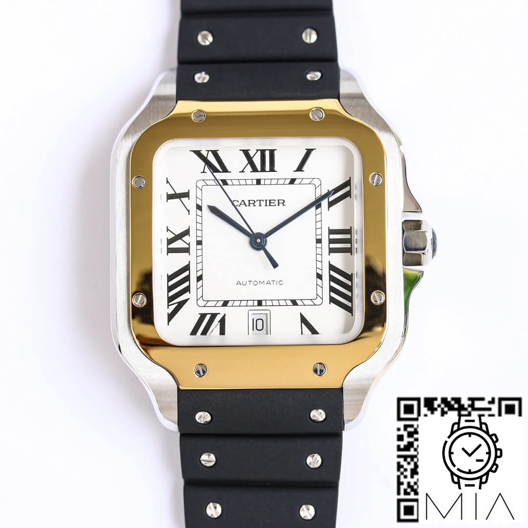 Cartier Santos W2SA0009 GF Factory V2 Black Rubber Strap