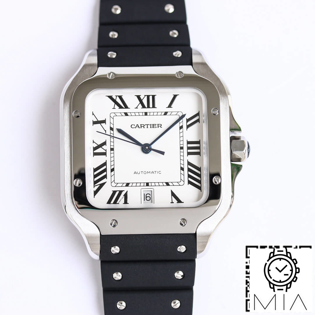 Cartier Santos WSSA0018 GF Factory V2 Black Rubber Strap