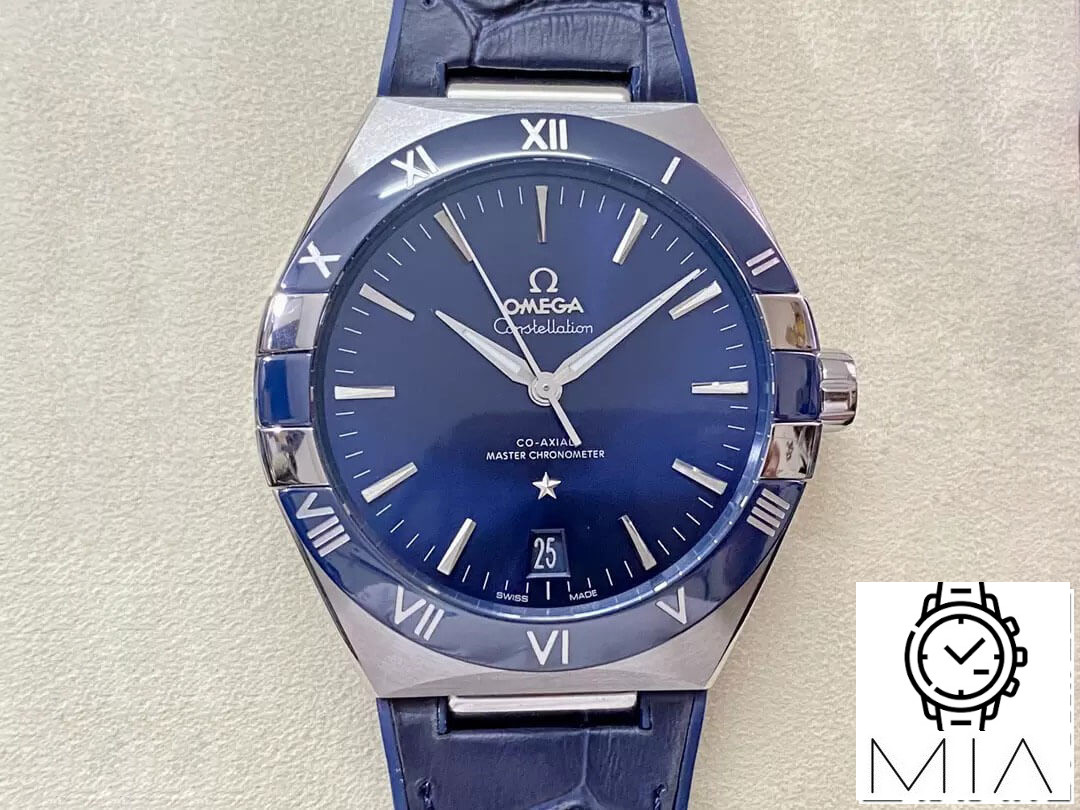 SBF Omega Constellation 131.33.41.21.03.001 VS Factory Blue Leather Strap