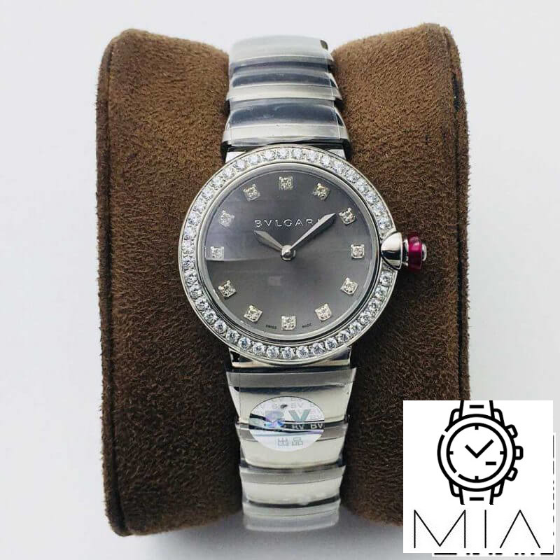 Bvlgari LVCEA BV Factory Diamond Bezel Gray Dial