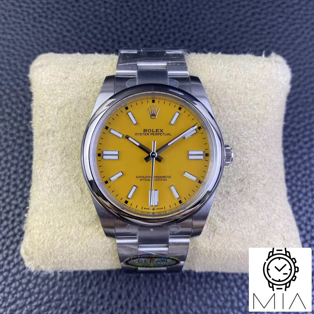 Rolex Oyster Perpetual M124300-0004 41MM Clean Factory Stainless Steel Yellow Dial