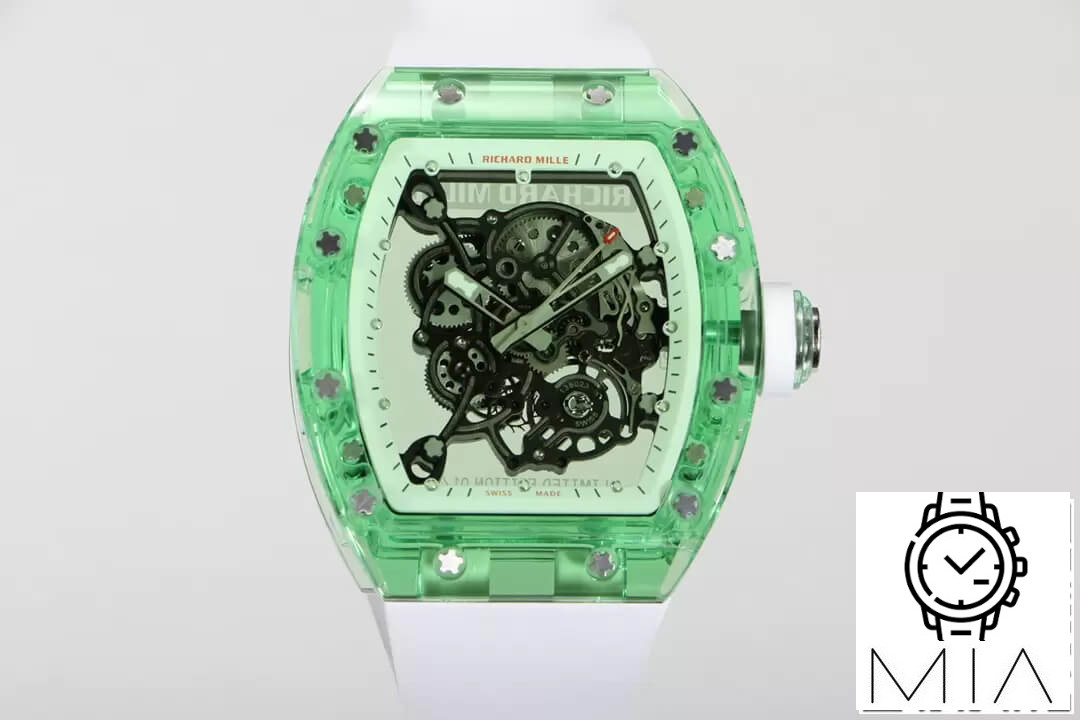 Richard Mille RM055 RM Factory Green Transparent Case Skeleton Dial