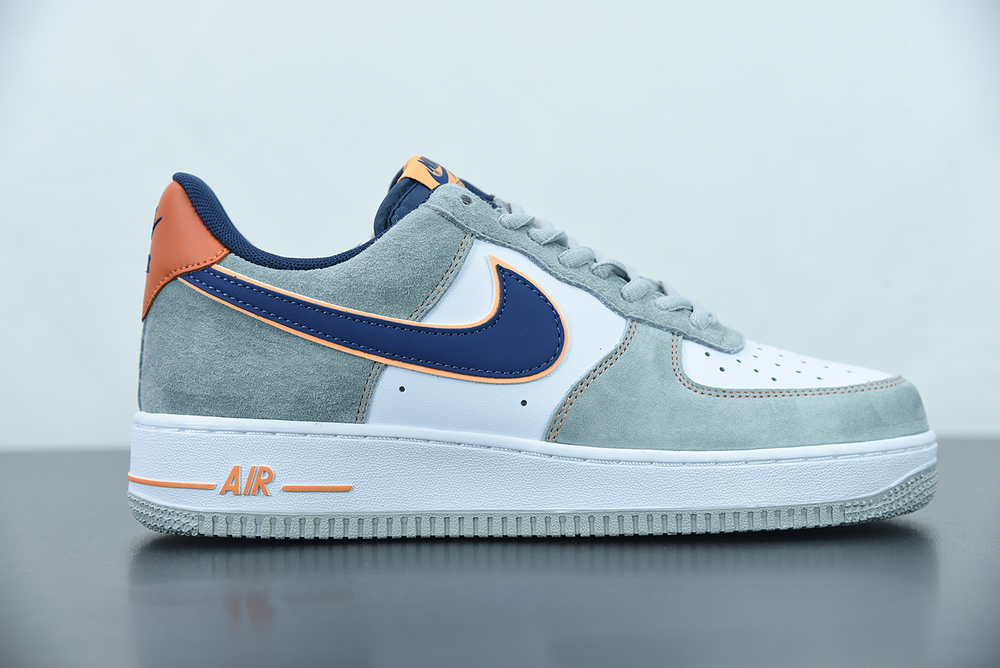 Nike Air Force 1 07 Low White Cool Grey Navy Blue Orange