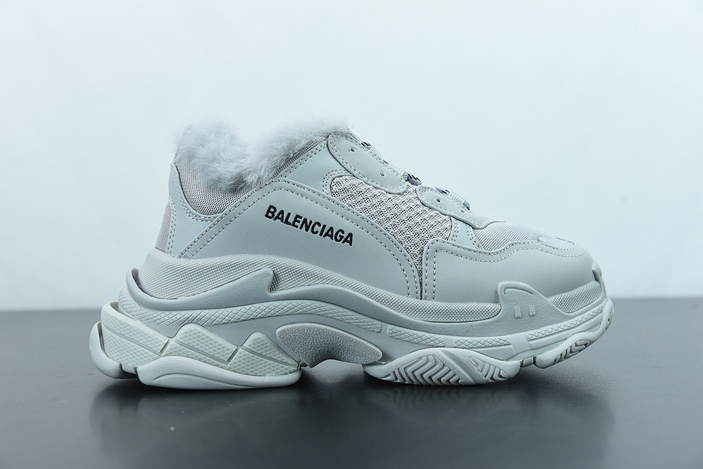 Balenciaga Triple S Fur Light Grey