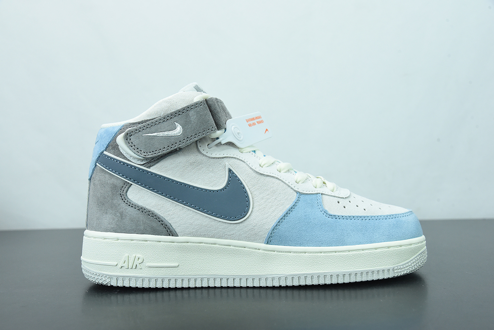 Nike Air Force 1 07 Mid Beige Light Blue Grey 