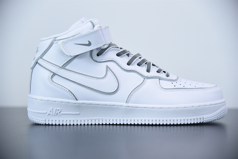 Nike Air Force 1 07 Mid White Silver Refletion(With Video)