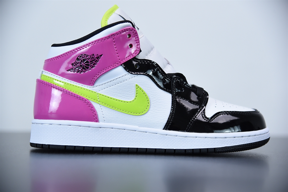 Jordan 1 Mid White Black Cyber Pink (GS)(With Video)