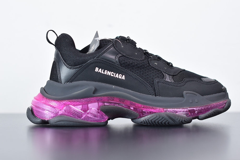 Balenciaga Triple S ClearSole All Black Black Plum Red(With Video)