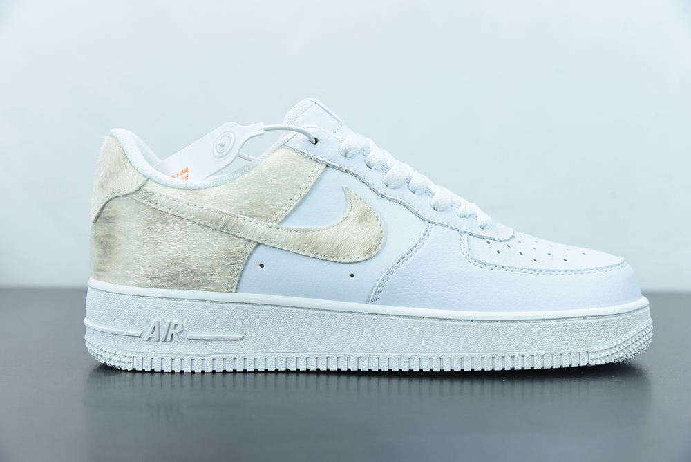 Nike Air Force 1 Low White Pony Hair Heel