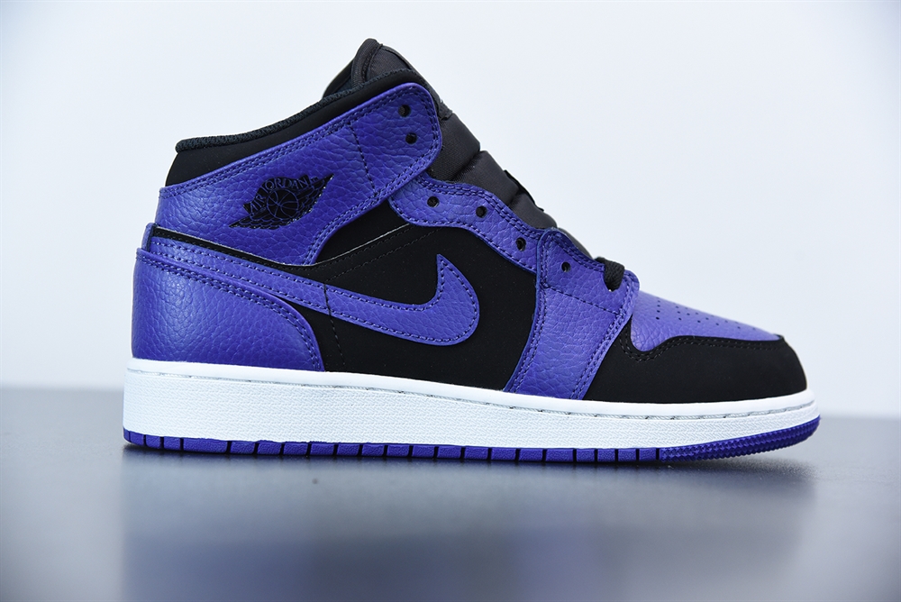 Jordan 1 Mid Black Dark Concord (GS)