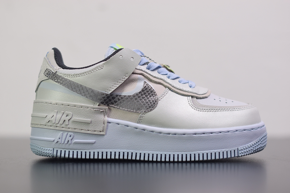 Nike Air Force 1 Shadow Pure Platinum Snakeskin Blue (W)(With Video)