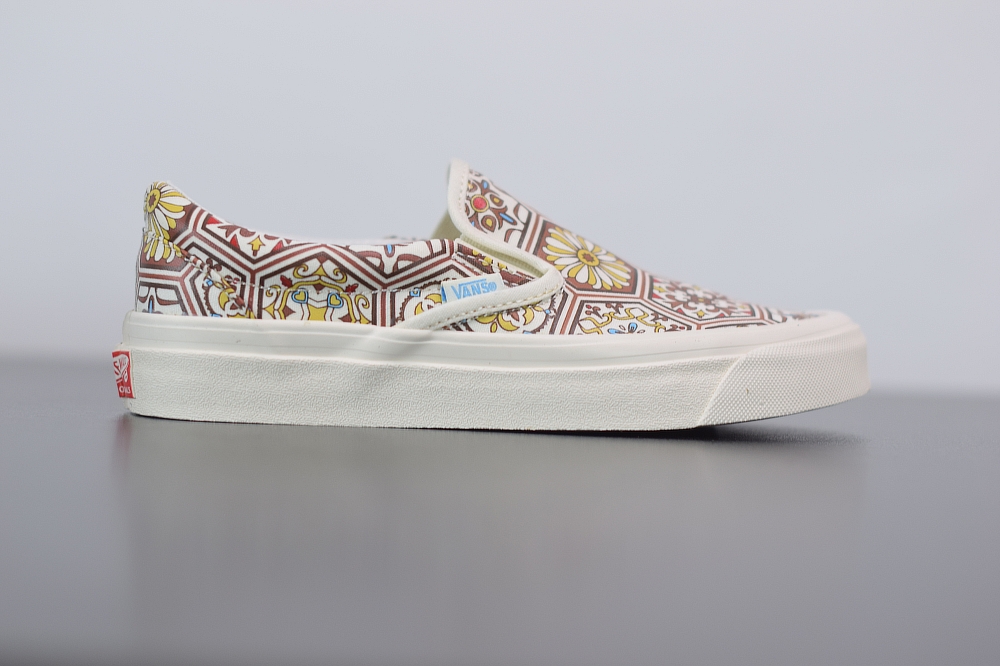 Vans White and blue Moroccan tile print vulcanized skateboard shoes(With Video)