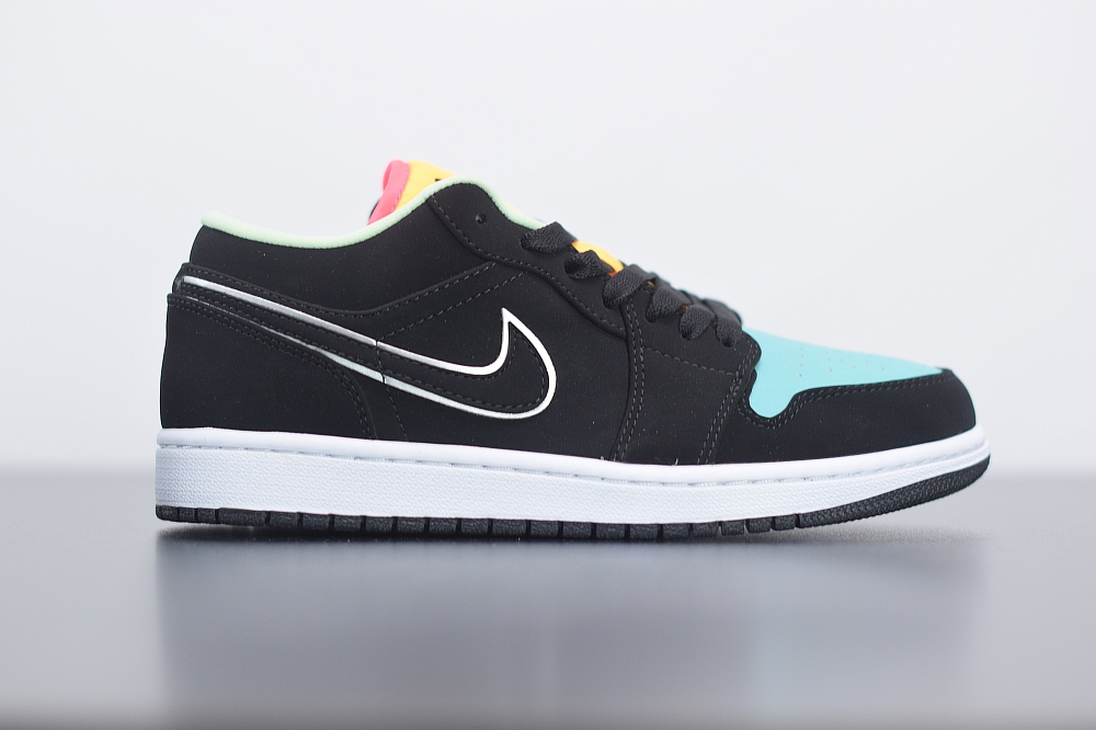 Jordan 1 Low Black Aurora Green Laser Orange(With Video)