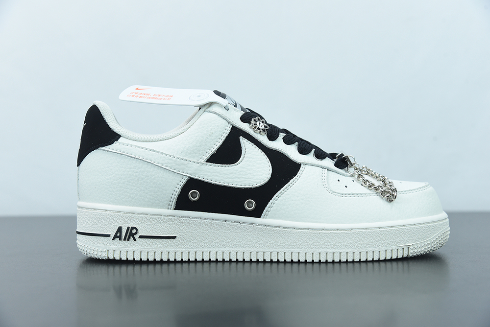 Nike Air Force 1 07 Low Beige Black Metallic Silver 