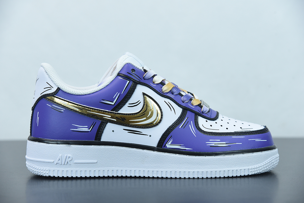 Nike Air Force 1 07 Low White Purple Metallic Gold