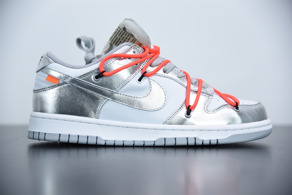 Nike SB Dunk Low Off-White LTHR Silver White Red