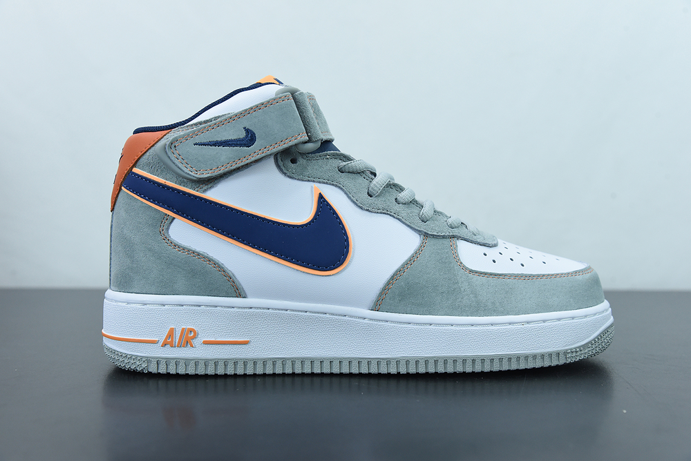 Nike Air Force 1 07 Mid Midnight Blue Orange Dark Grey