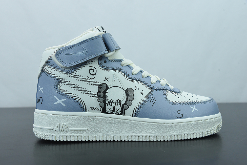 Kaws x Nike Air Force 1 Mid Grey White Blue