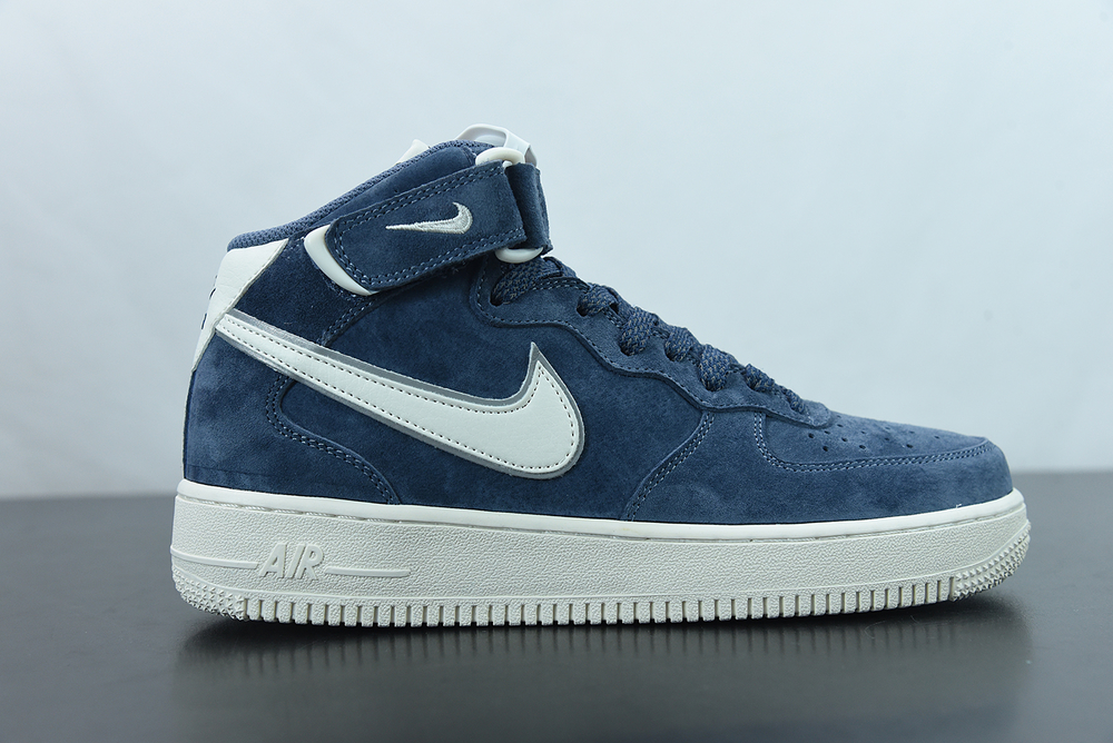 Nike Air Force 1 Mid Suede Navy Blue White 