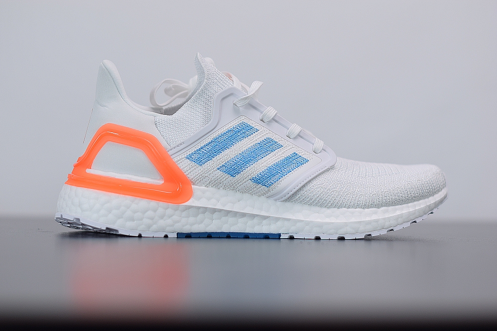 Adidas Ultra Boost 20 White Sharp Blue True Orange(With Video)