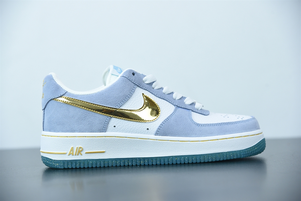 Nike Air Force 1 07 AN20 White Psychic Blue Metallic Gold