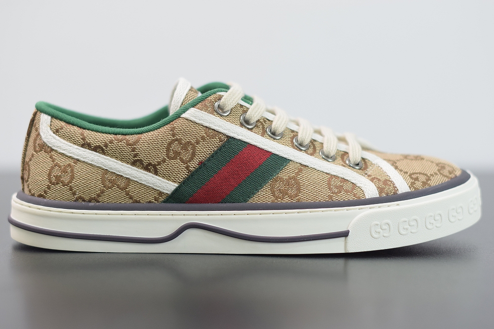 Gucci 2020 Classic Canvas Grey/Green Tennis 1977 Sneakers(With Video)