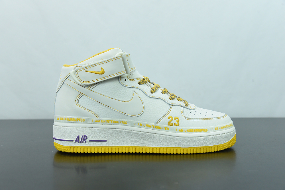 Nike Air Force 1 Mid White University Yellow Purple 