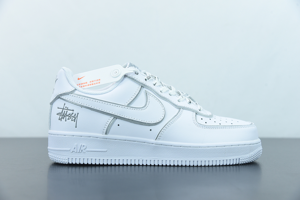 Stussy x Nike Air Force 1 Low White Silver Reflective